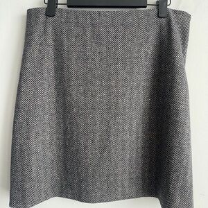 Theory Gray Herringbone A-Line Skirt Size 10 Mini Wool